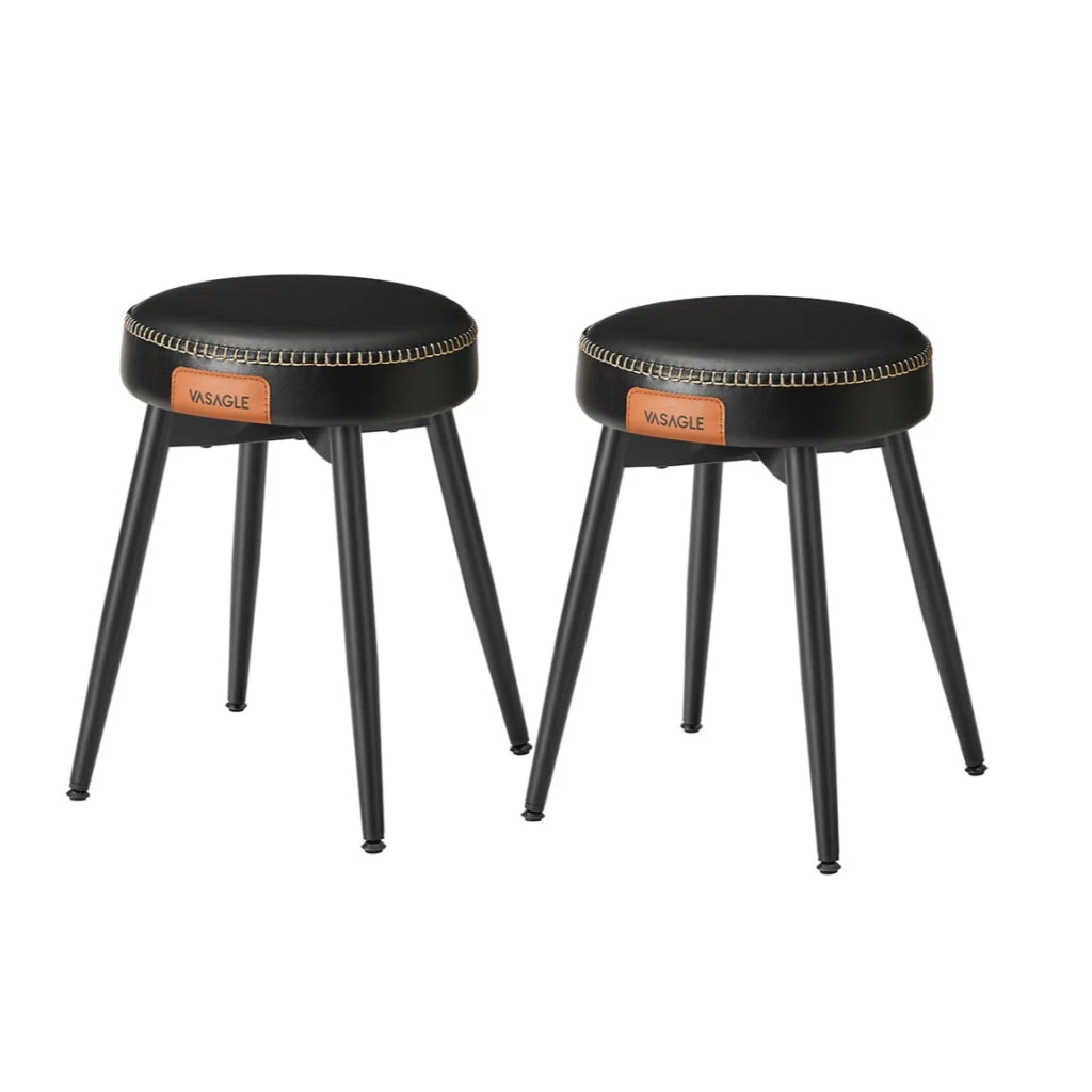 Sgabello da sala da pranzo sedia da cucina sgabello da toeletta similpelle con cuciture stile moderno di metà secolo altezza 48,2 cm soggiorno/ufficio nero 12_0005386