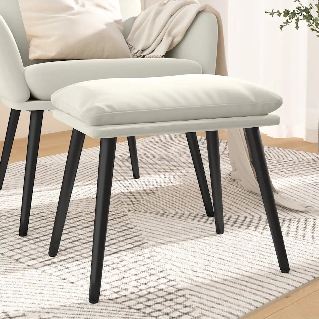 Poggiapiedi Bianco Crema 45x29,5x35 cm in Velluto 341513