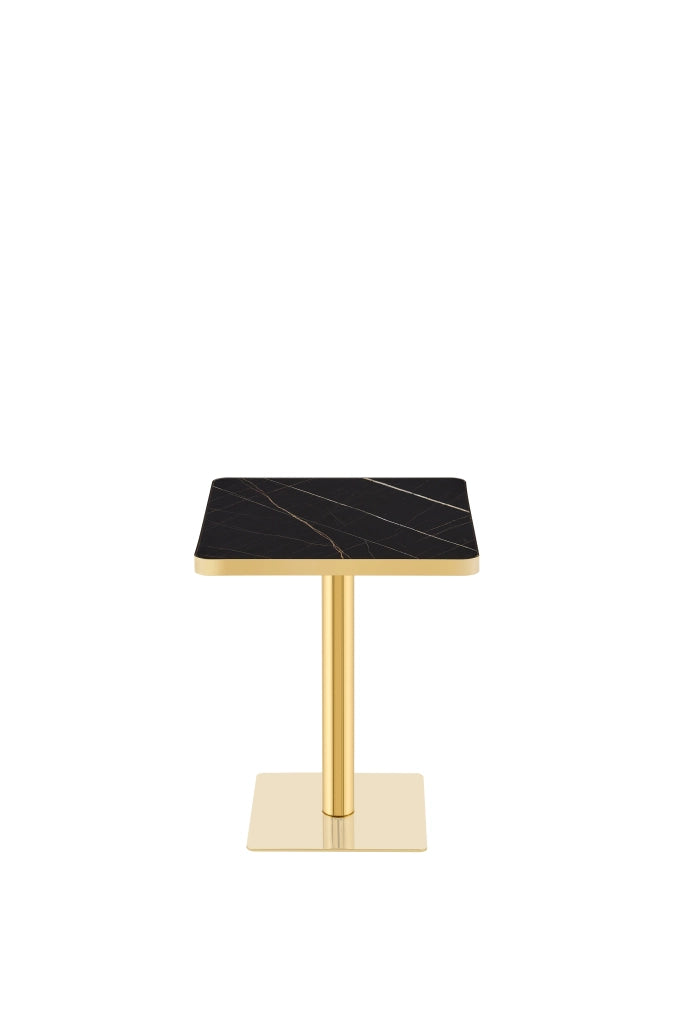 TAVOLO quadrato 60x60 cm effetto marmo con struttura in metallo nero