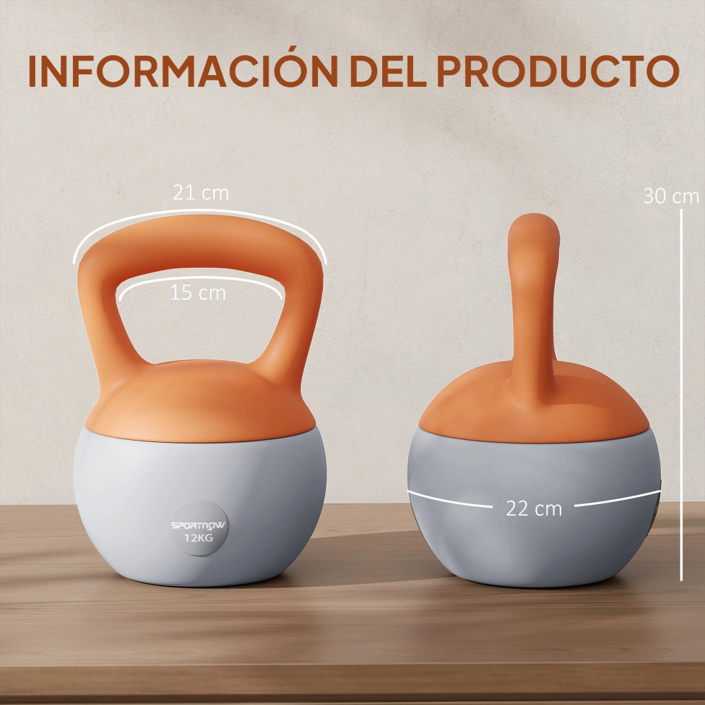 Kettlebell 12 kg Pesa Rusa ¨C zephmum ¨C 21x21x30 cm Arancione e Grigio