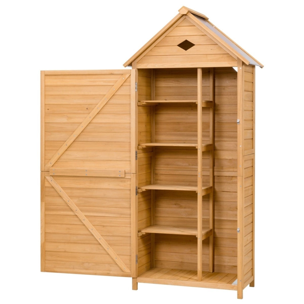 Armadio da esterno per attrezzi in legno, Casetta da giardino 80x45x177cm