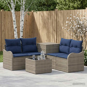 Set di divani 6 pz Grigio e Blu Navy Rattan sintetico e Acciaio 3447135