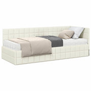 Letto singolo | Letto per adulti | Struttura Letto Angolare con Materasso 2 pcs Crema Velluto
