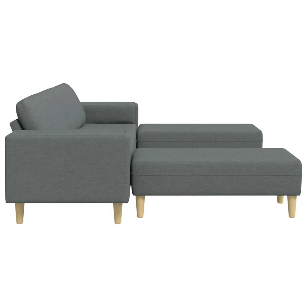 Set di divani 3 pcs Grigio scuro Tessuto