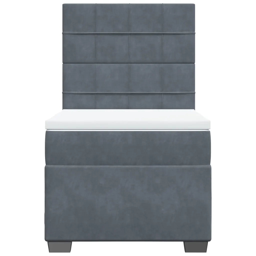 Giroletto a Molle con Materasso Grigio Scuro 90x200 cm Velluto