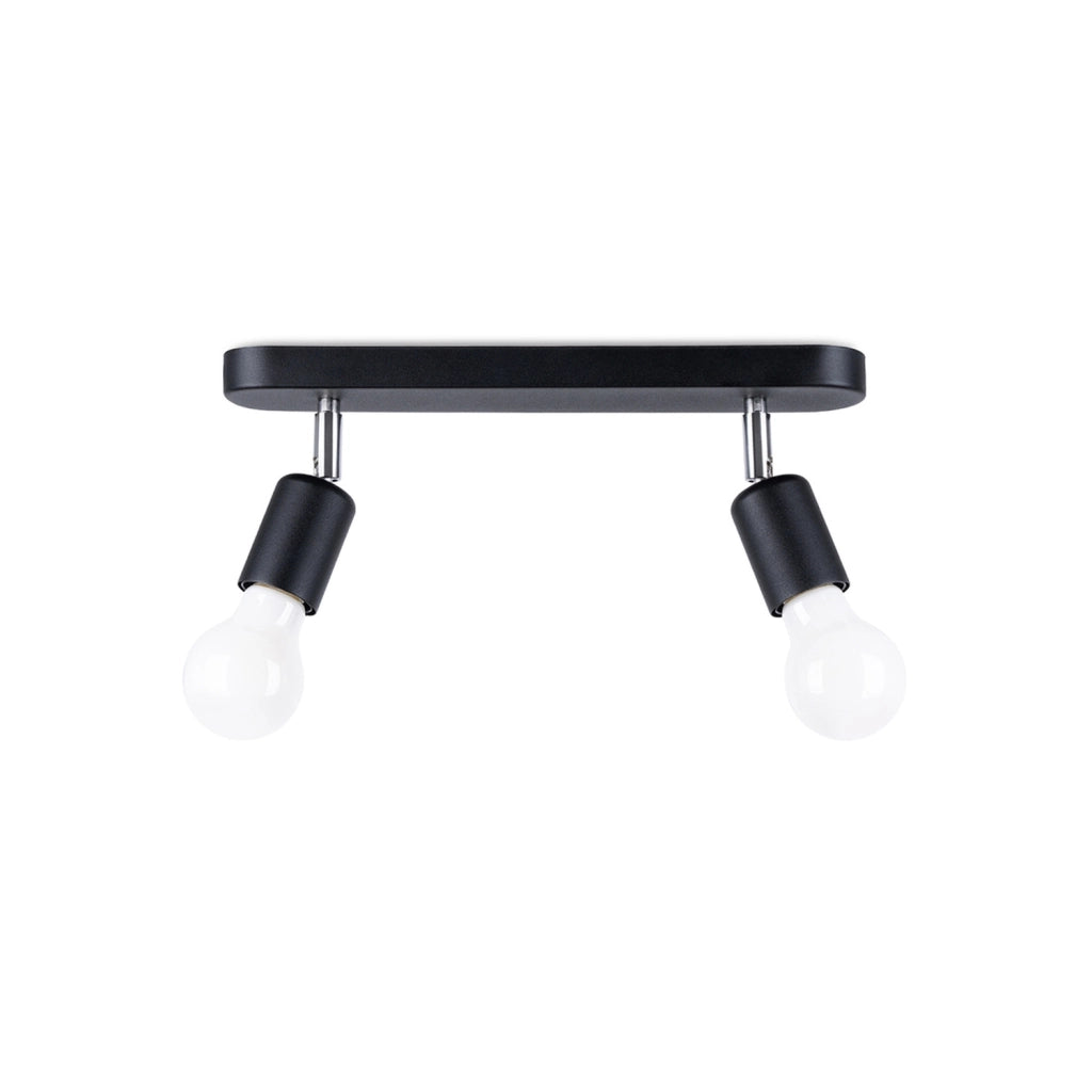 Plafoniera barra Pure Lume Birken nera cromo 2xE27