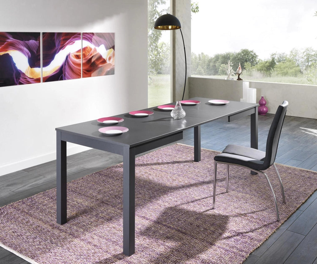 Tavolo Allungabile 130/210x80x76 cm in Legno Top in Melaminico Grigio Scuro