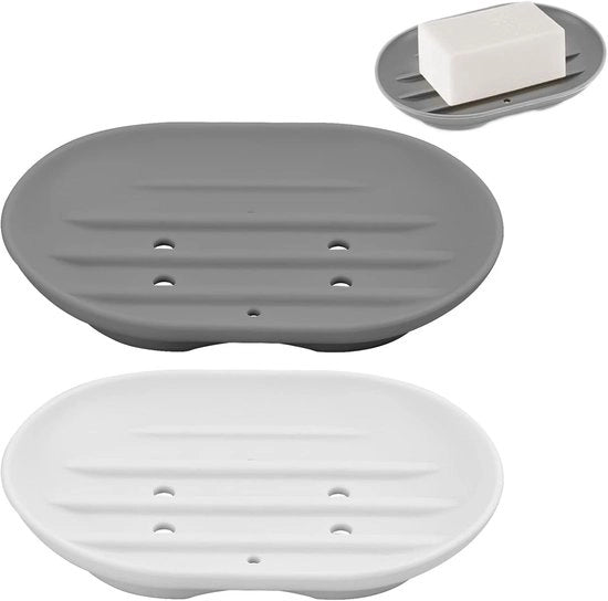 Scaletta di sapone in silicone - contenitore di sapone antiscivolo - contenitore di sapone per doccia flessibile, antiscivolo e portatile, contenitore di sapone per doccia auto-scuotente per doccia, bagno - pulizia facile - 2 pezzi