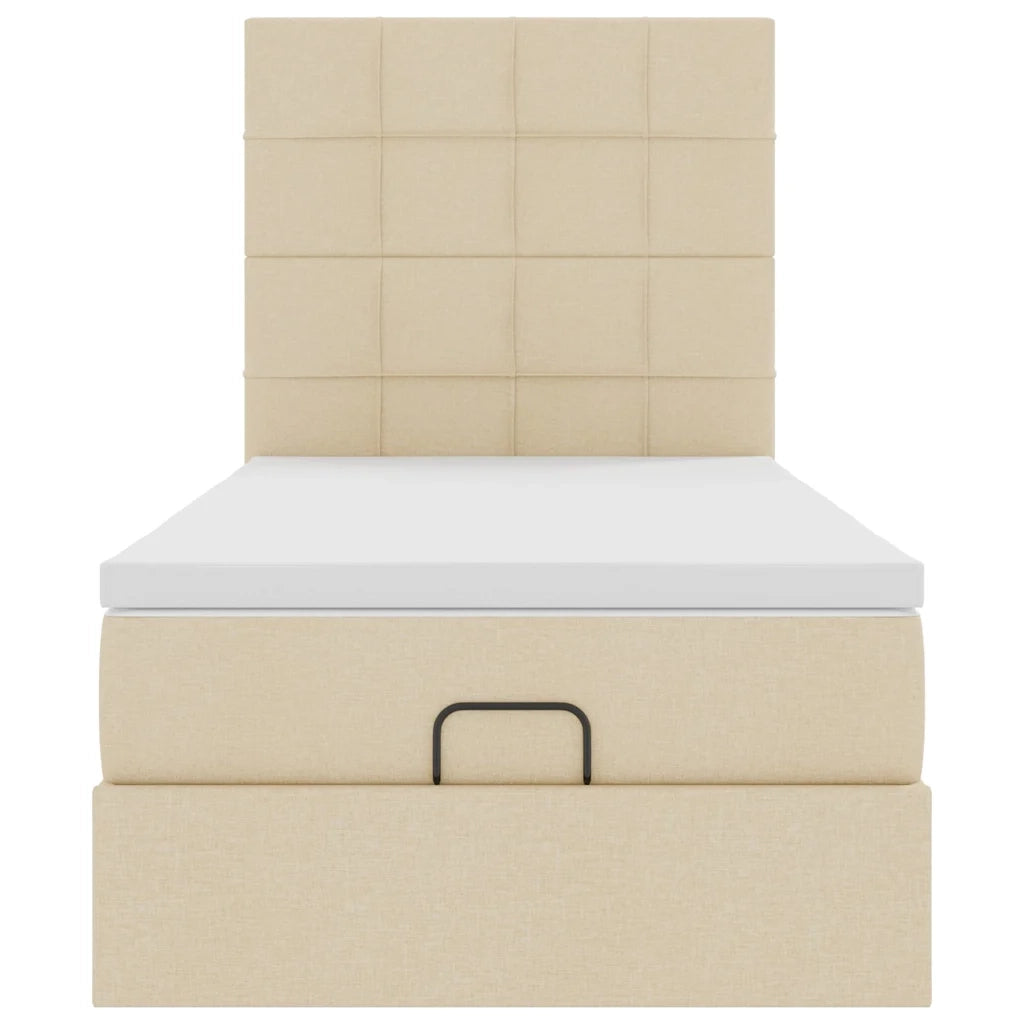Struttura Letto Pouf con Materasso Crema 80x200 cm in Tessuto 3313966