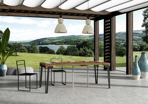 Consolle Allungabile da Esterno in Legno e Ferro H77x40x90/300cm Dalia Abete Tinto Classica