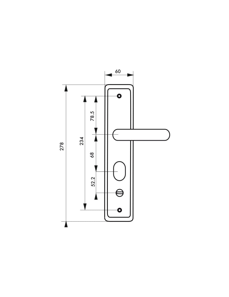 Set maniglia per ingresso, interasse 68 mm, defender integrato, alluminio satinato, destro – THIRARD