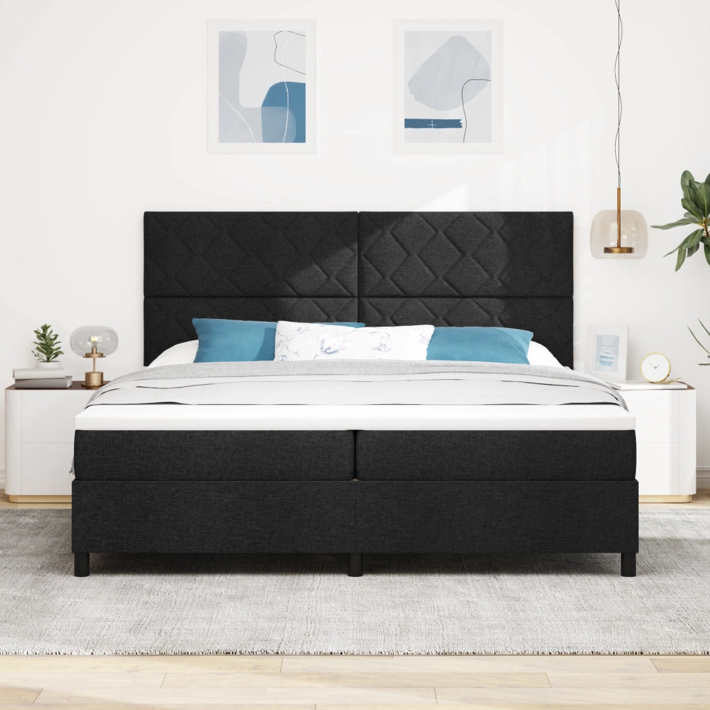 Letto a Molle con Materasso & LED Nero 200x200 cm Tessuto