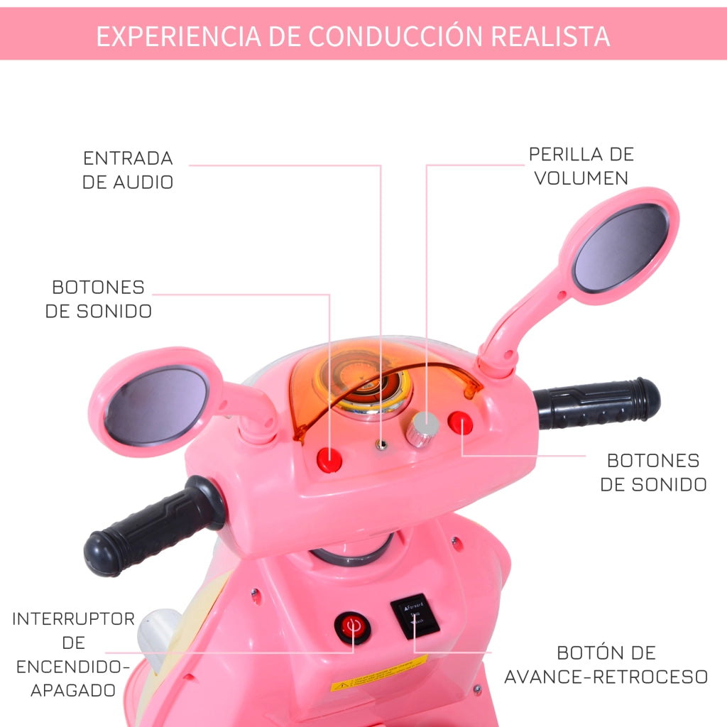 Triciclo Elettrico Moto per Bambini ¨C zephmum ¨C Rosa 108x51x75cm