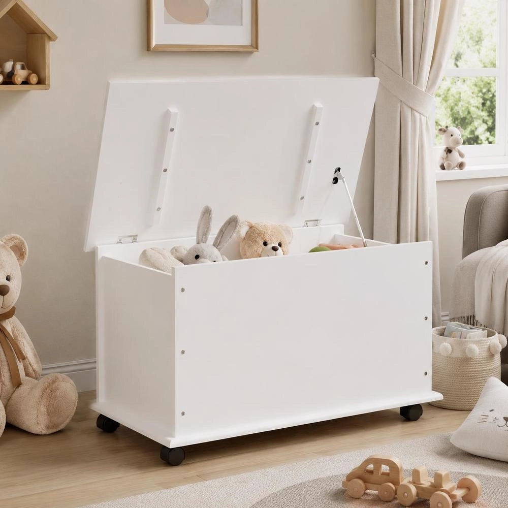 Chest With Wheels ALTA White 73x39.5x43 Cm Solid Pine Wood