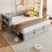 Letto Imbottito con LED e Contenitore ¨C MINIMAL ¨C Grigio Chiaro, 90x190 / 180x190