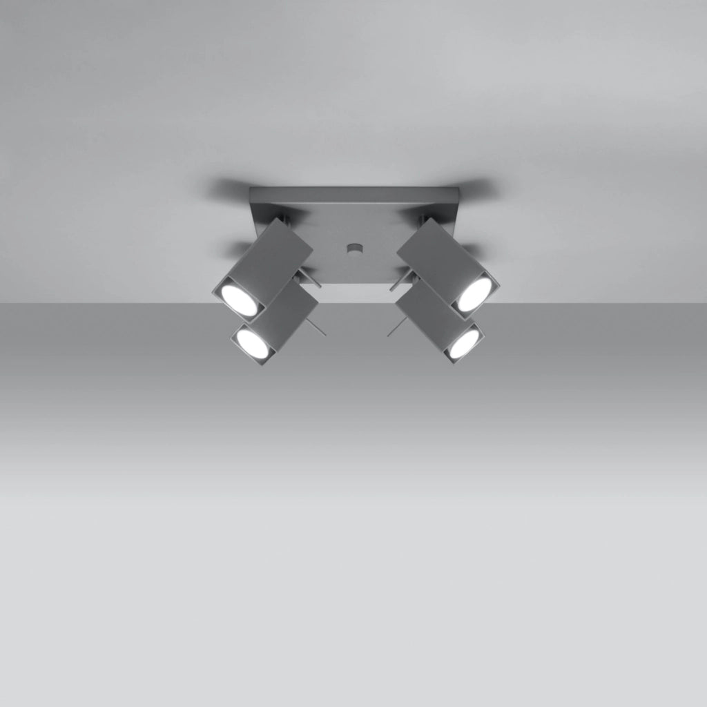 Plafoniera BRAVEA quadrata 4 luci GU10 grigio Pure Lume