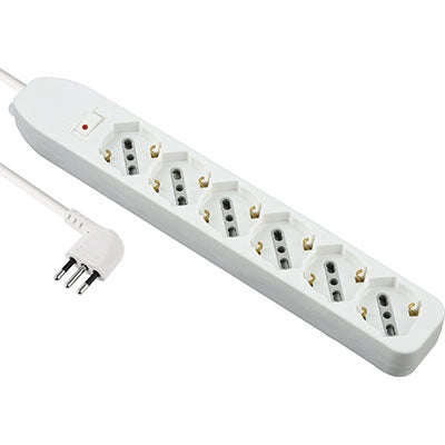 MULTIPRESA BIPASSO SCHUKO + TERMICO ELECTRALINE - BIANCO POSTI 6 2P+T 10A n°XMMQ 3X075 MT 15- 2 pezzi