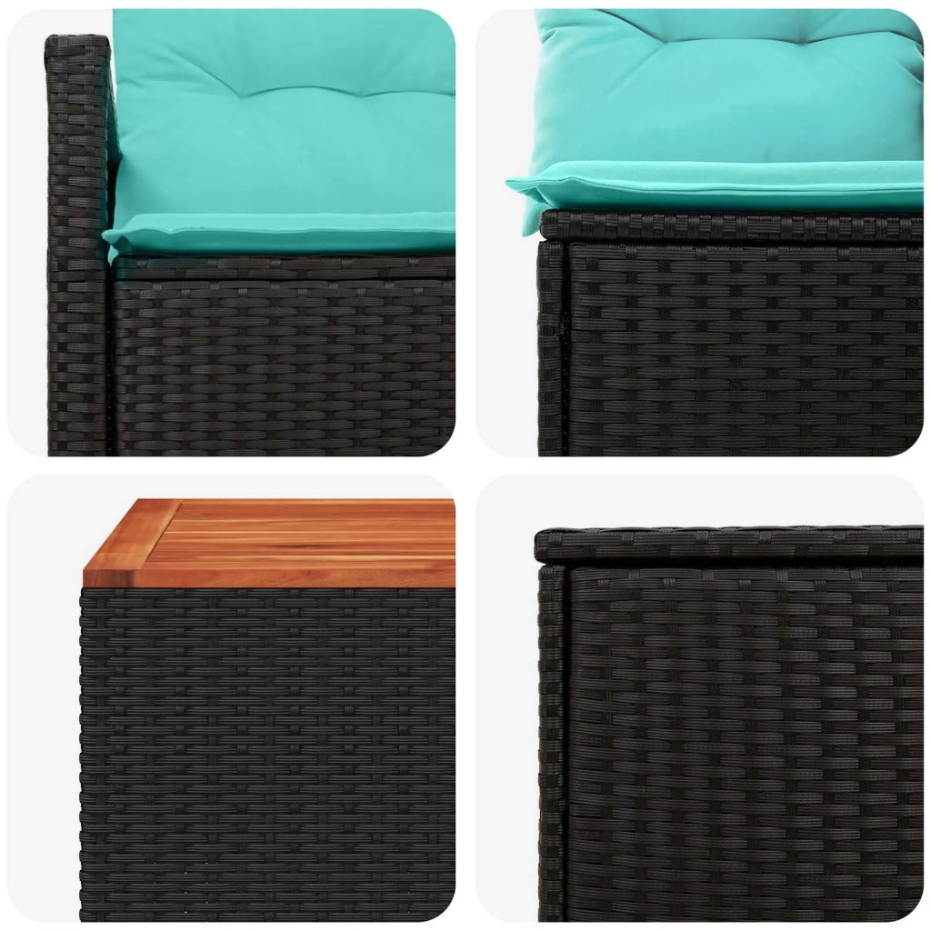 Set di divani 8 pz Nero e Blu Rattan sintetico e Acciaio 3448160
