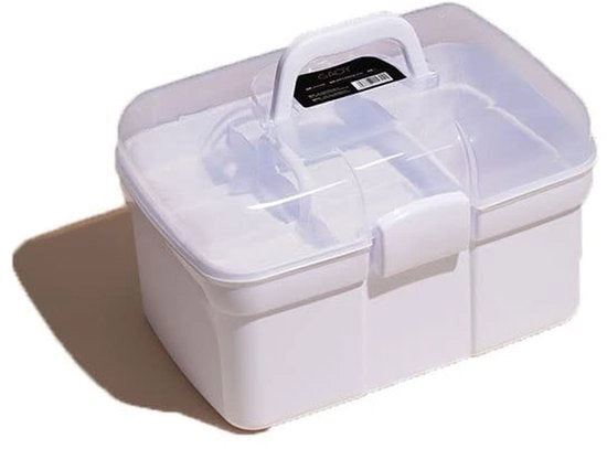 Cassa di Stoccaggio Bifacciale - Cassa di Stoccaggio con Chiusura - Scatola per Cosmetici - Cassa di Stoccaggio per Strumenti per Unghie - Leggera - 30,5x20,5x19 cm - Organizzatore per Cosmetici