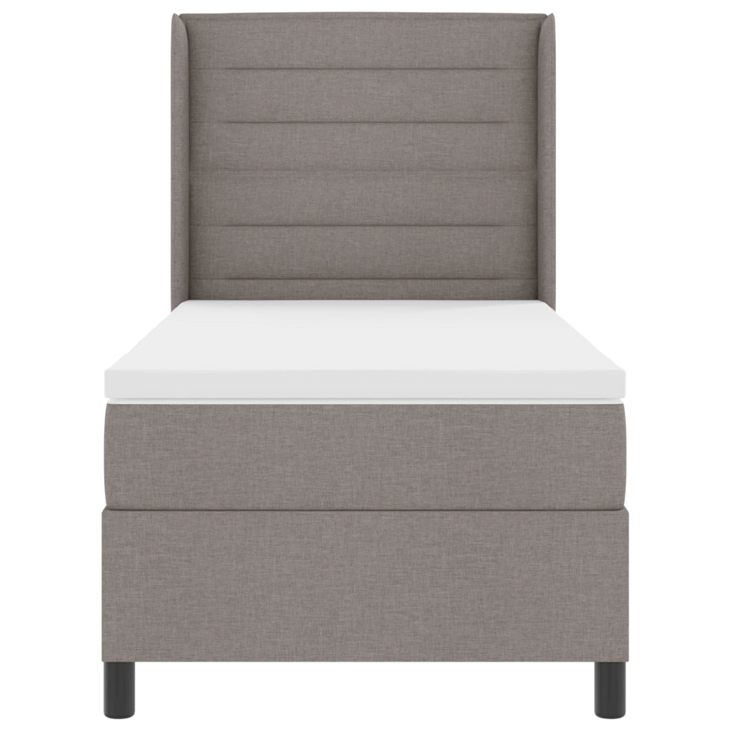 Letto Box Spring con Materasso e LED in Tortora, 100x200 cm Tessuto