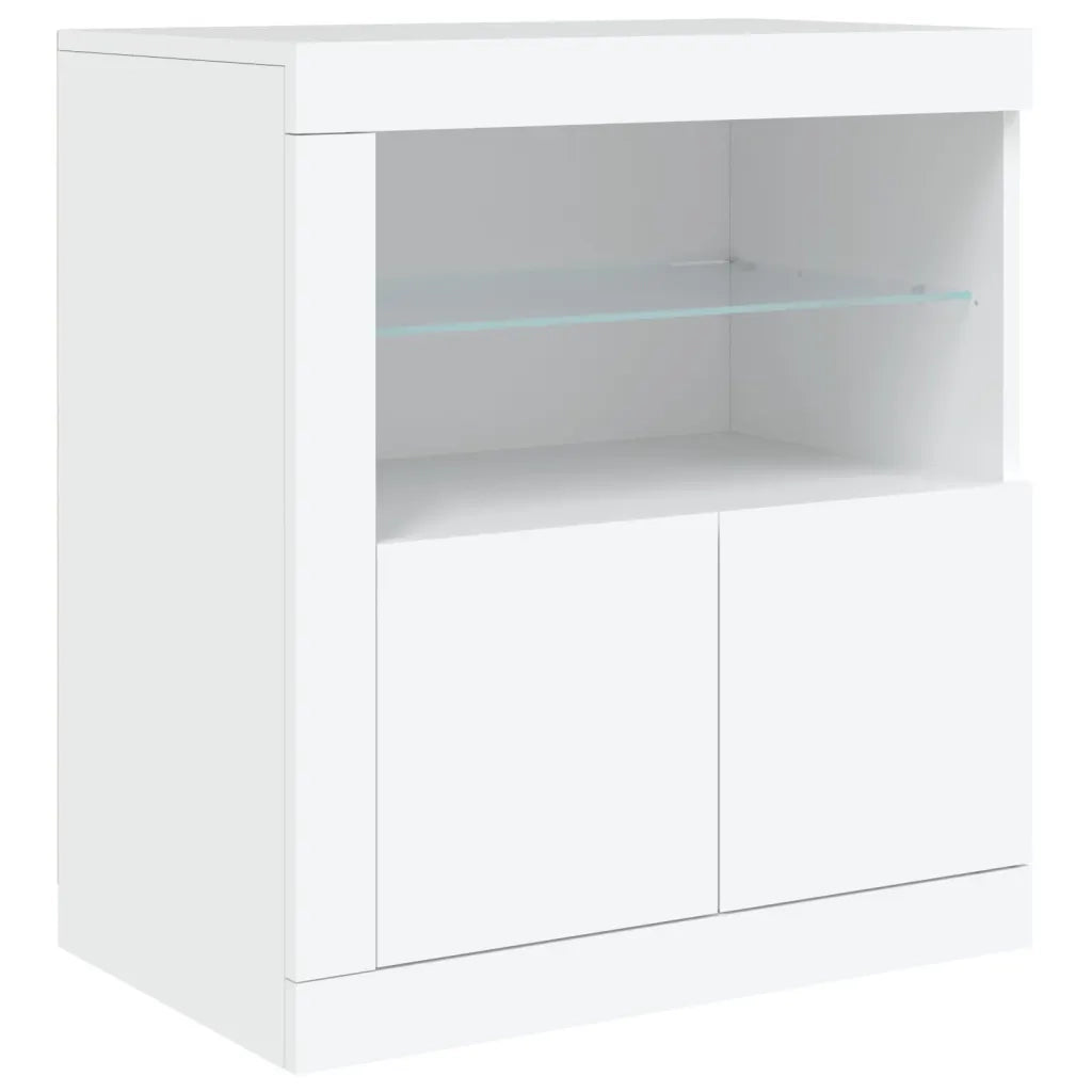 Credenza | Madia | Buffet da pranzo | Armadio da pranzo con Luci LED Bianca 162x37x67 cm