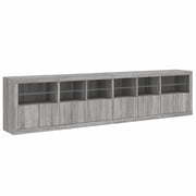 Buffet credenza cassettiera armadio mobile contenitore organizer per cucina soggiorno salotto con luci LED Sonoma 283 x 37 x 67 cm grigio 02_0030070