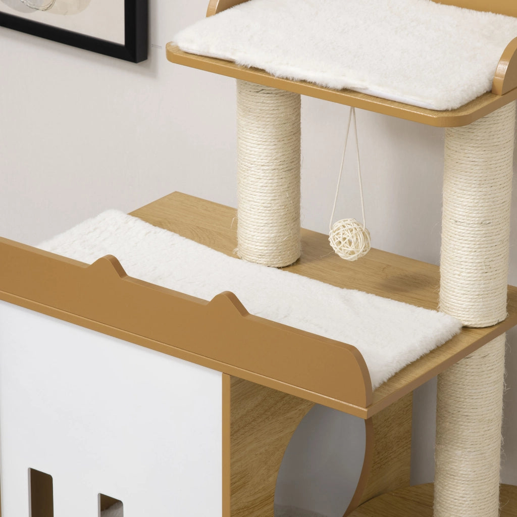 Albero per Gatti con Tiragraffi e 2 Casette ¨C zephmum ¨C 60x48x133 cm
