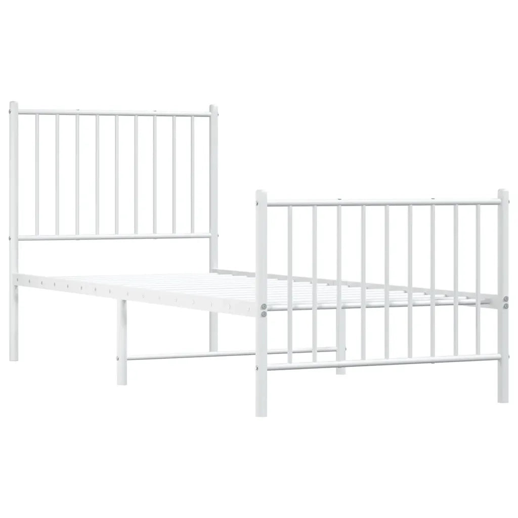 Giroletto con Testiera e Pediera Metallo Bianco 80x200 cm 350940