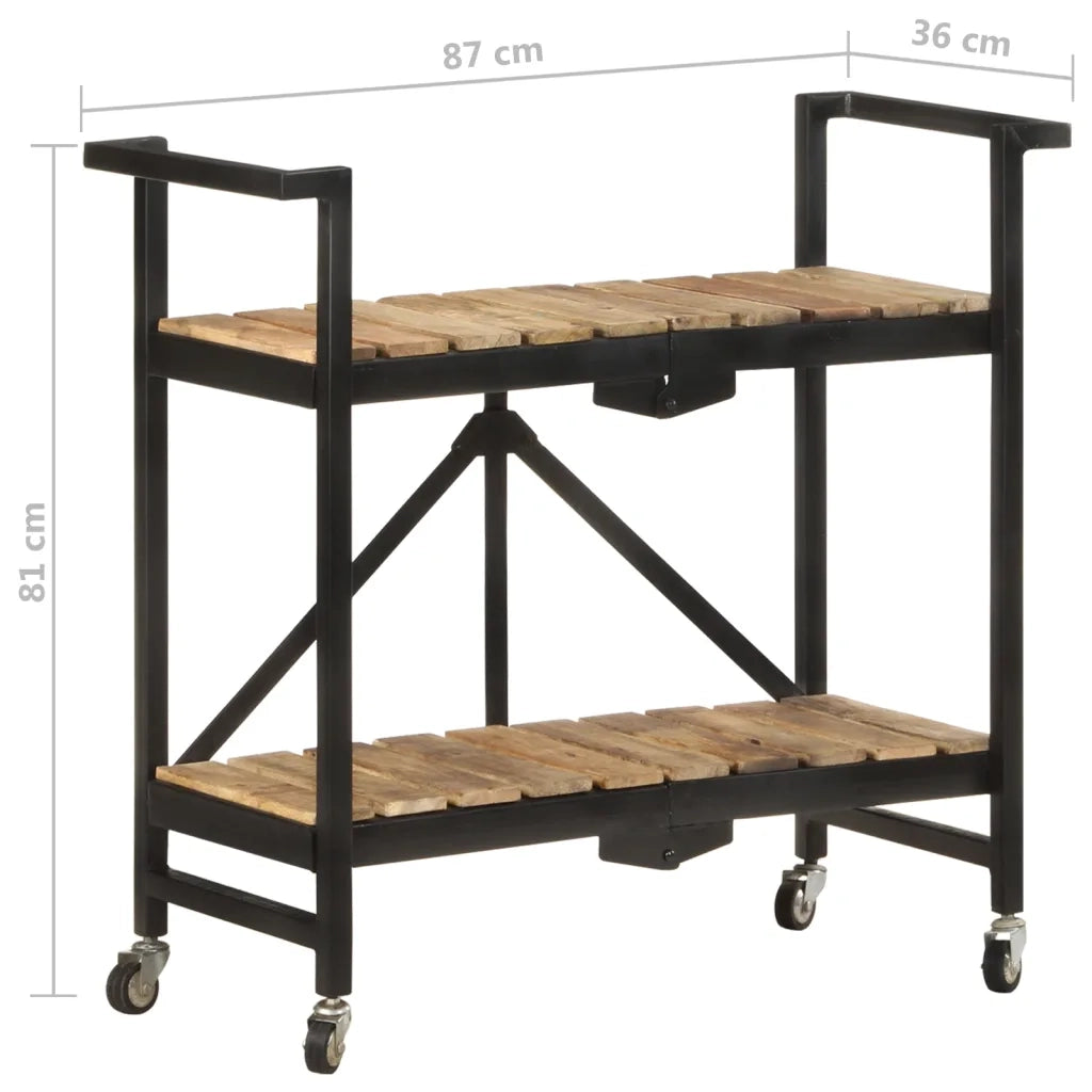 Carrello da Cucina 87x36x81 cm in Legno Massello di Mango cod mxl 62804