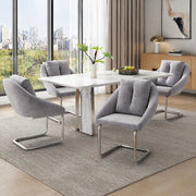 Set 4 sedie in velluto grigio con cuscino e base girevole
