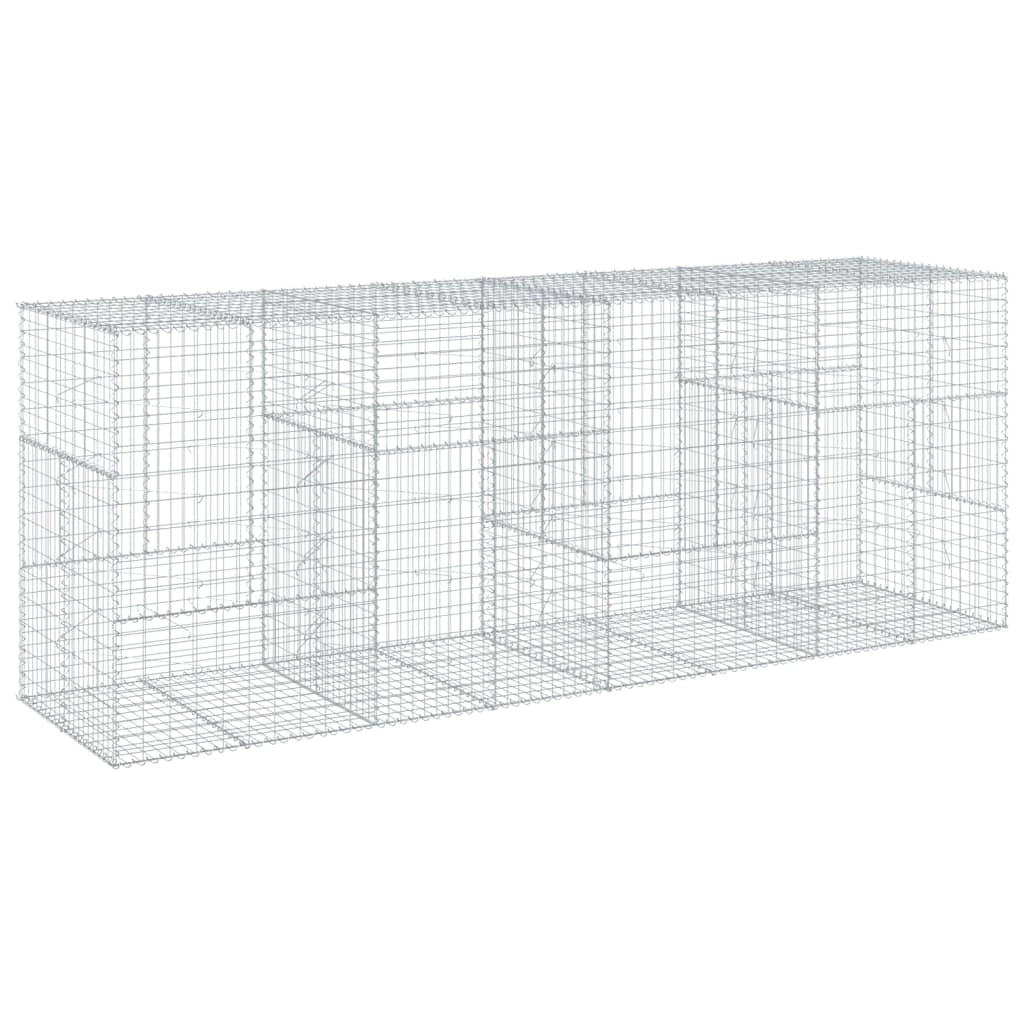 Gabbione recinto a gabbia muro di contenimento con coperchio 400 x 100 x 150 cm ferro zincato argento 02_0040160