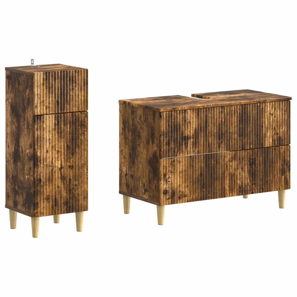 Set di Armadi da Bagno da 2 Pezzi ARNHEM Rovere Fumo 3417689