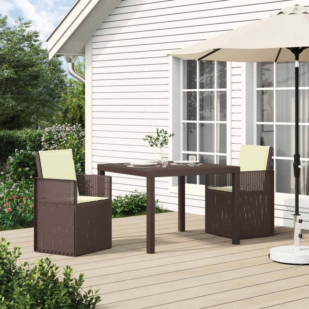 Set da Pranzo per Giardino con cuscino 3 pcs Marrone e Crema PP 3430043