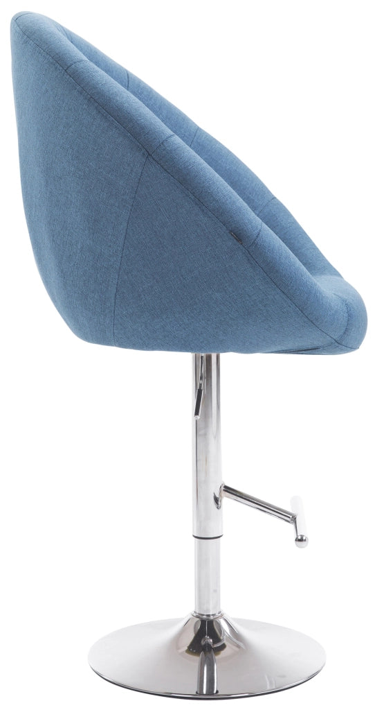 Sgabello da bar London V2 in tessuto blu,cromo