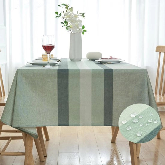 Tavolo per esterno o cucina con tessuto resistente alle macchie in forma rettangolare - 100 x 140 cm, verde chiaro