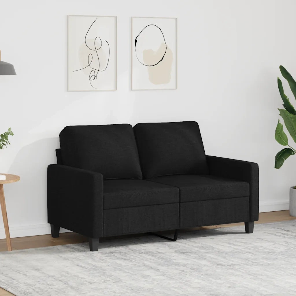 Divano a 2 Posti-Sofa 2 Posti Nero 120 cm in Tessuto 134513
