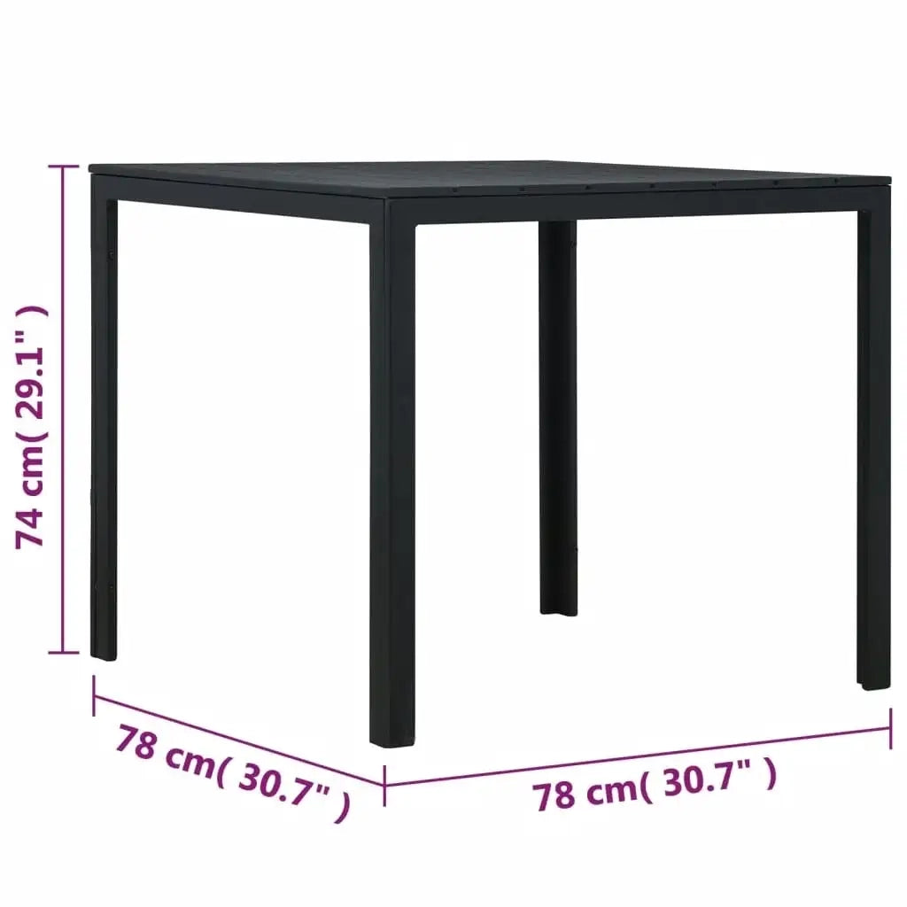 Tavolino da Salotto Nero 78x78x74 cm HDPE Aspetto Legno 47882
