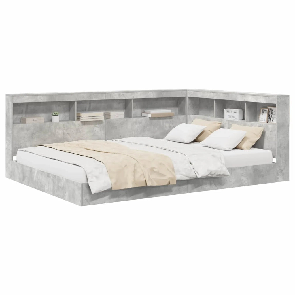 Letto Libreria Grigio cemento 160 x 200 cm Legno multistrato 3335741