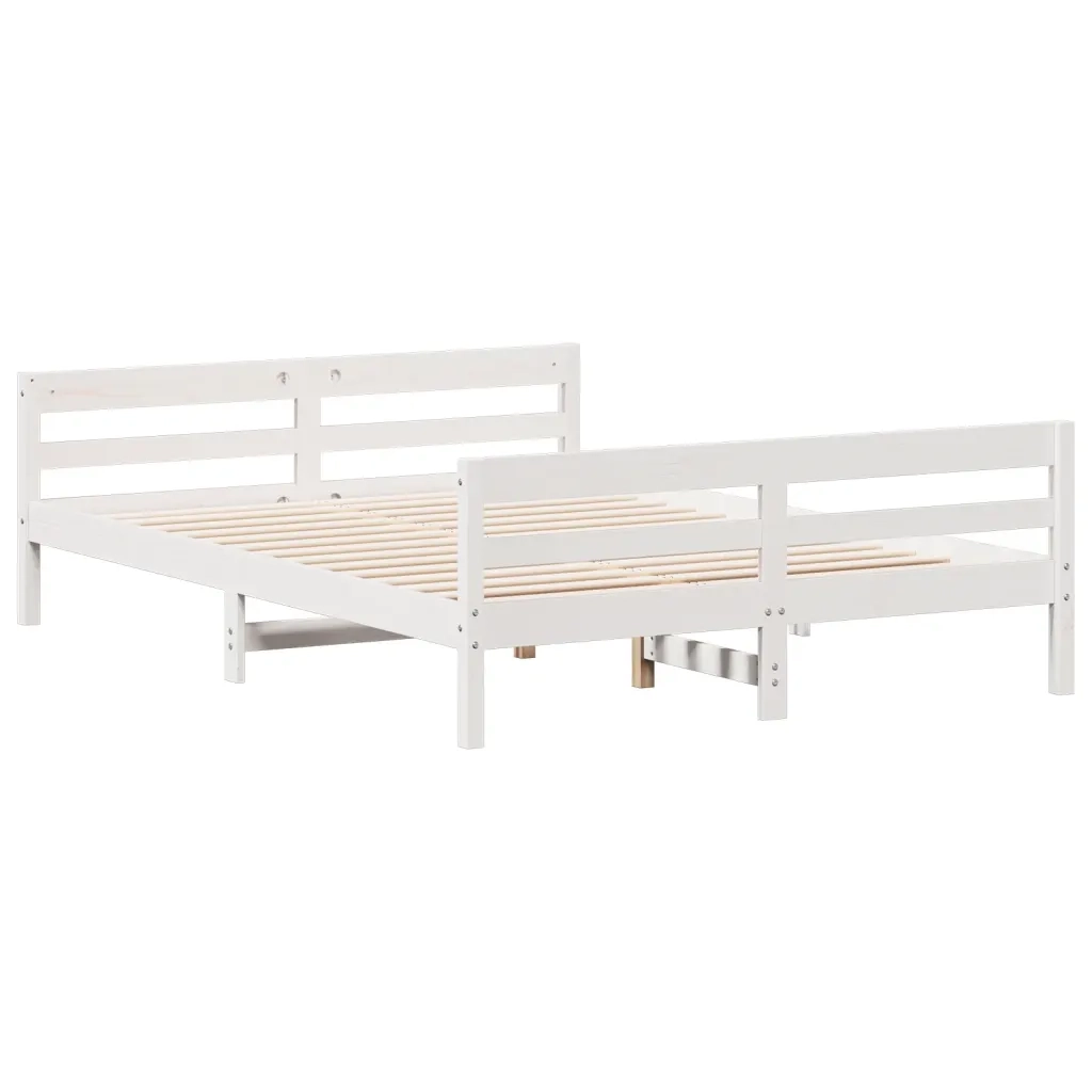 Letto matrimoniale | Letto per adulti | Letto senza Materasso Bianco 140x200 cm Legno Massello di Pino