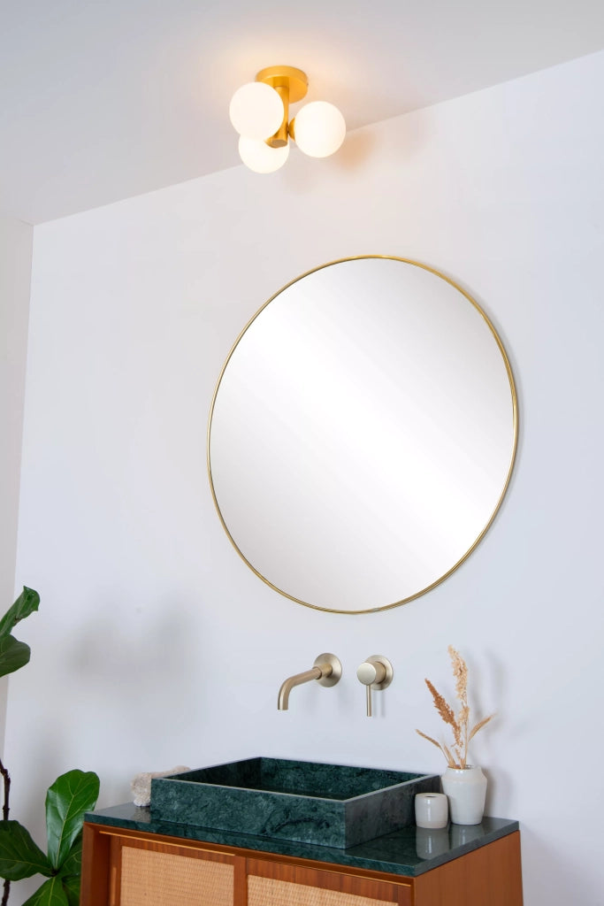 Plafoniera Lucide Trudy ottone 3 luci sfere vetro G9