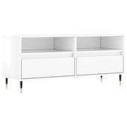Mobile TV multimediale mensola TV credenza TV sala da pranzo soggiorno camera da letto finitura lucida 100 x 34,5 x 44,5 cm legno ingegnerizzato bianco 02_0026971