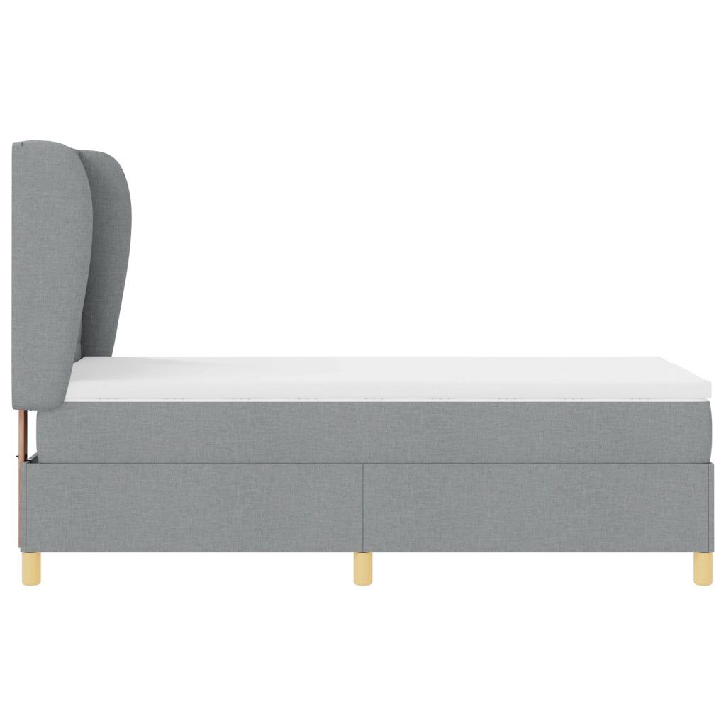 Materasso Box Spring con Letto Grigio Chiaro 90x190 cm Tessuto