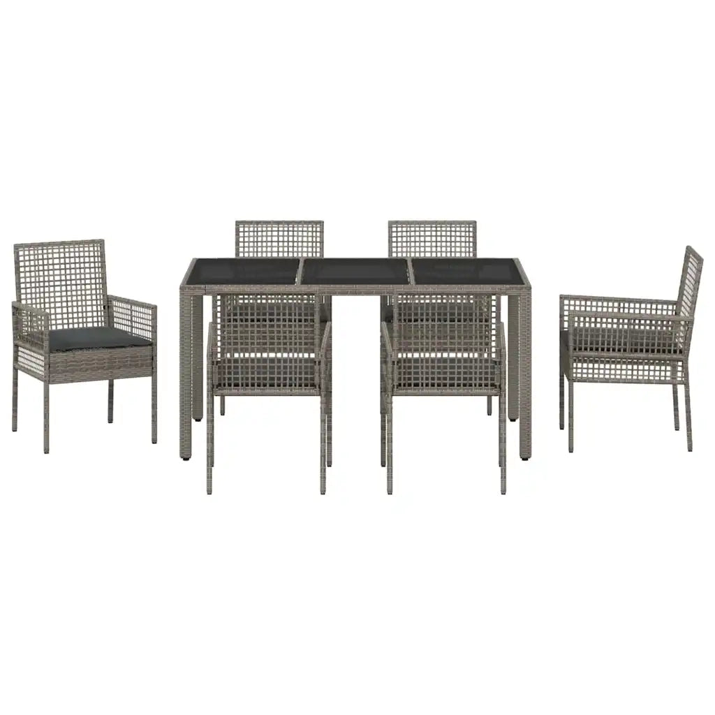 Set da Pranzo per Giardino 7 pcs Grigio polyrattan 3334874