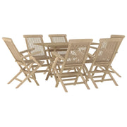 Set di mobili da giardino mobili da esterno 7 pezzi legno massello di teak grigio 02_0017435