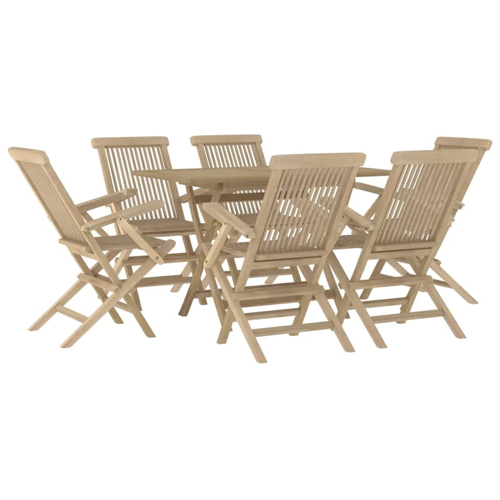 Set di mobili da giardino mobili da esterno 7 pezzi legno massello di teak grigio 02_0017435