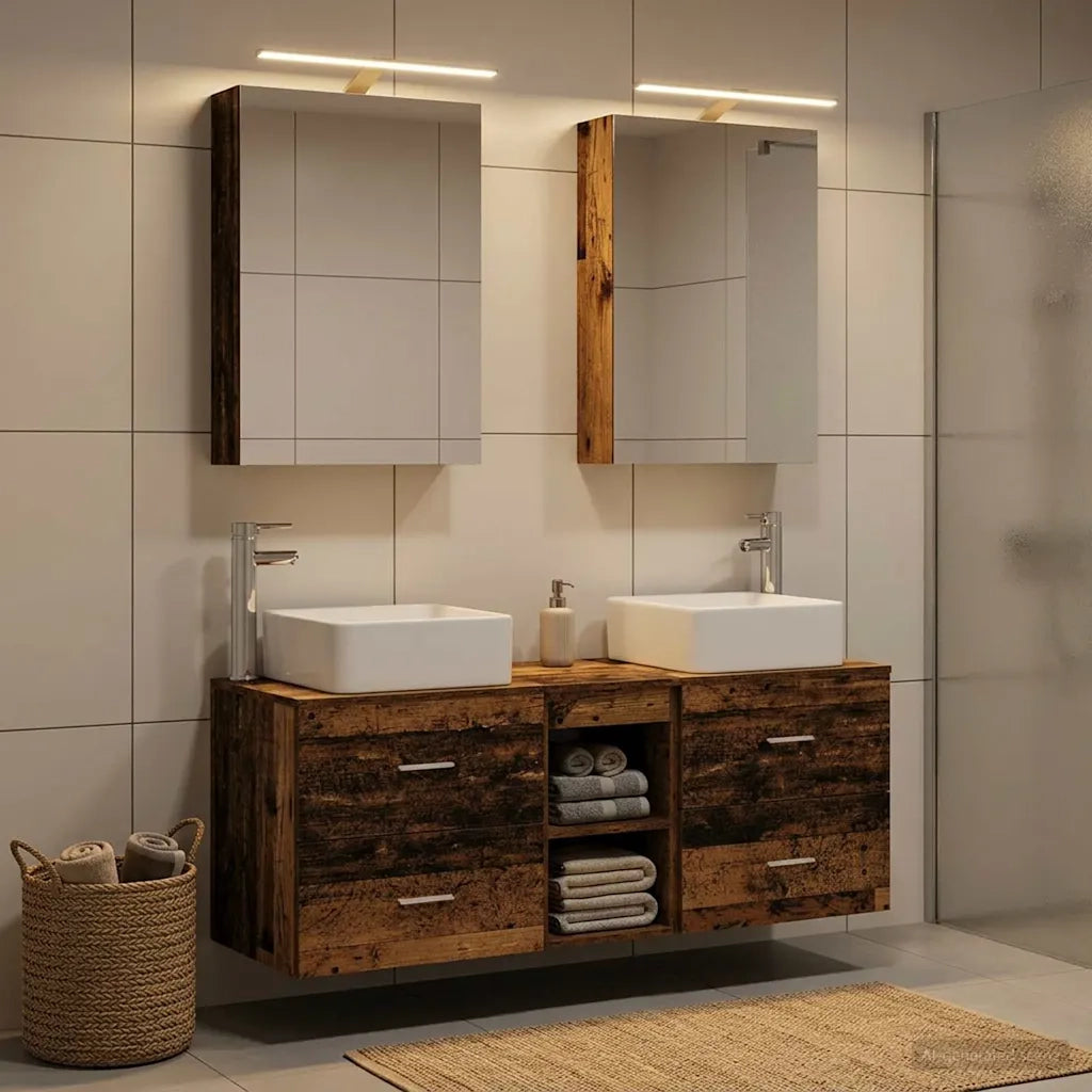 Set di mobili per il bagno 5 pcs Legno antico 3406757