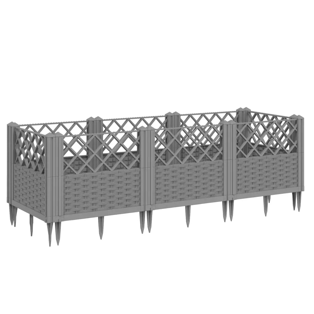 Fioriera | Cassetta per fiori | Vaso Giardino Picchetti Grigio Chiaro 123,5x43,5x43,5 cm PP