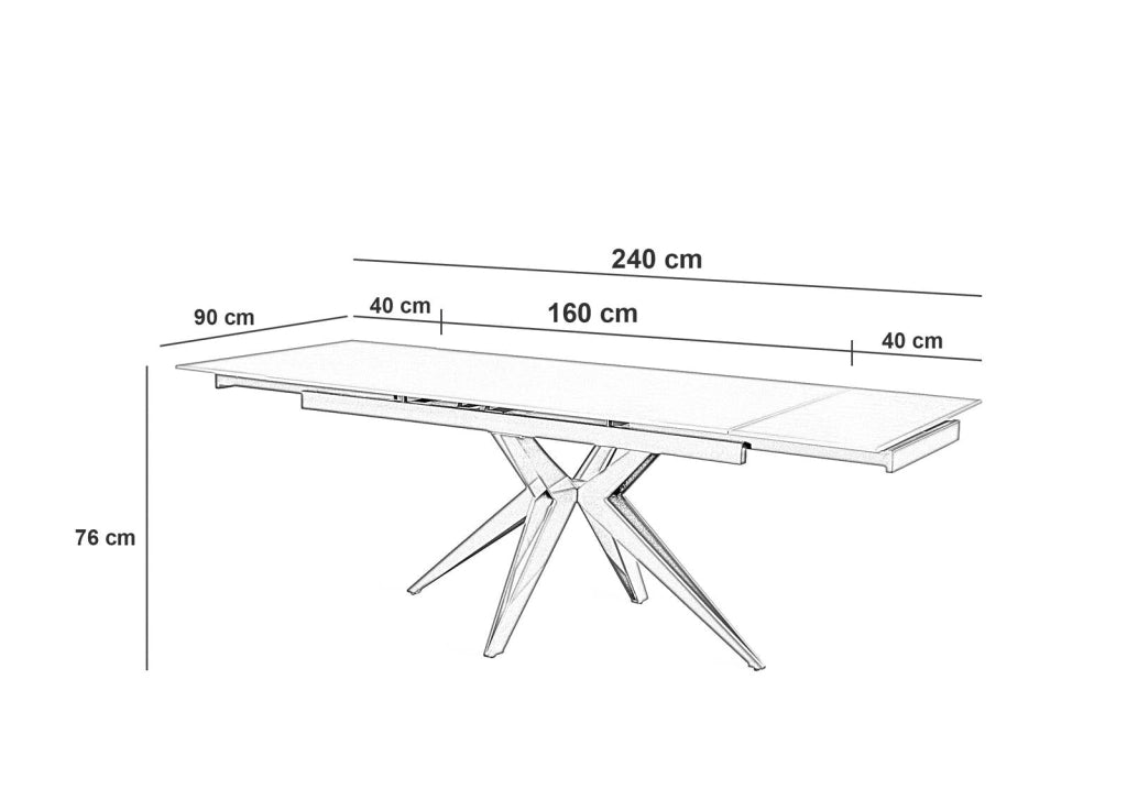 Tavolo Allungabile 160/240x90x76 cm in Ceramica Match 2 Nero Opaco