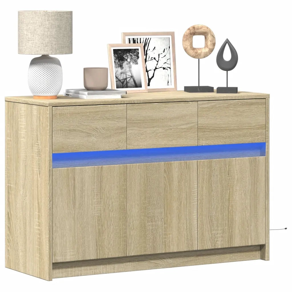 Mobile Porta TV con LED Rovere Sonoma 91x34x61 cm in Truciolato 852182