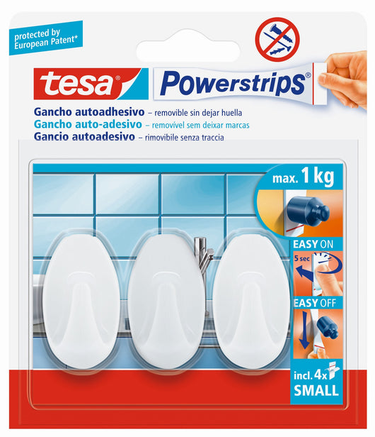 tesa powerstrips 3 ganci autoadesivo bianco piccoli cod:ferx.90803